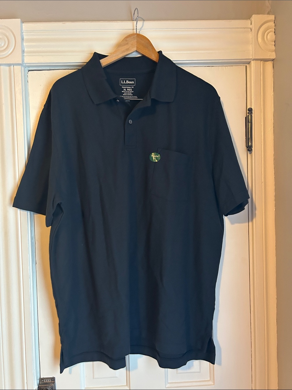 L.L. Bean Men’s Dark Navy Polo with Green Patch